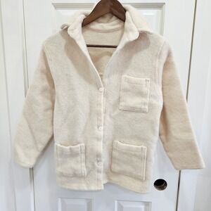 Branigan Weavers Ireland Wool Jacket Cream Ivory Button Up Cozy Pockets